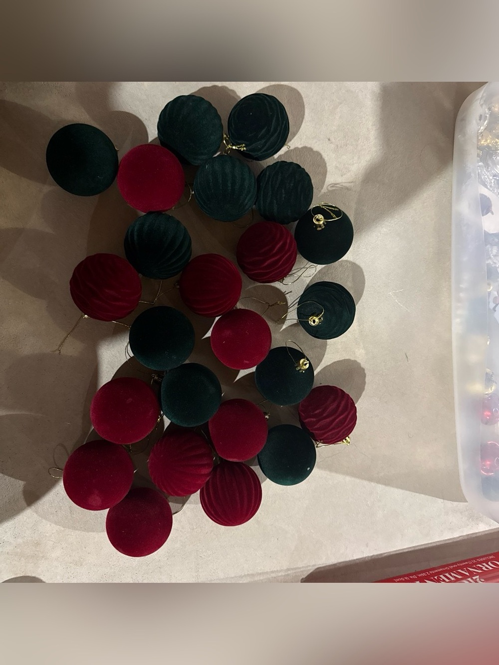 Velvet Holiday Ornament Earrings - Red & Dark Green
